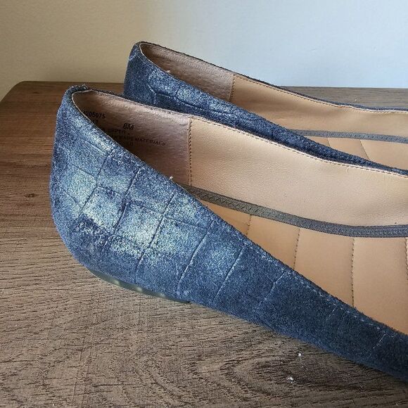 EUC ME TOO GENUINE LEATHER ANDI 7 PEWTER POINTY FLAT LOAFERS SIZE 8M WOMENS - Picture 7 of 16